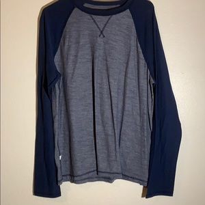 Grey and blue long sleeve shirt